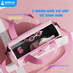 Túi đi bơi đựng đồ bơi có ngăn đựng đồ ướt đồ khô cho bé gái hiệu YouYou màu hồng tím Yuripromax