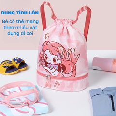 Balo đựng đồ bơi cho bé có 2 ngăn khô ướt Túi đi bơi đi biển có ngăn đựng giầy riêng, balo đi bơi