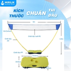 Lưới Cầu Lông Gấp Gọn Có Trụ - Phụ Kiện Cầu Lông 3in1 Chính Hãng Giá Rẻ Dùng Cho Gia Đình Mirilik
