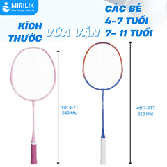 Vợt cầu lông BR 100 cán thép cho bé trai bé gái 4-7 tuổi Perfly Hồng Đậm MIRILIK