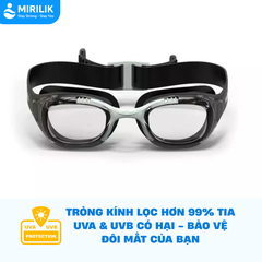 Kính bơi cận tròng kính trong suốt Optical Xbase 100 cho trẻ em người lớn nam nữ Đen MIRILIK DECA