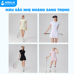 Đầm váy thể thao nữ đi tập Pickleball Tennis Golf cầu lông phong cách Hàn Quốc vải co giãn Yuriproma
