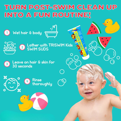 Dầu gội sữa tắm khử CLO 2 in 1 cho trẻ em bé trai bé gái hiệu TRISWIM Mỹ khử Clo muối biển hóa chất 2 trong 1 Mirilik