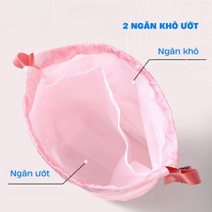 Balo đựng đồ bơi cho bé có 2 ngăn khô ướt Túi đi bơi đi biển có ngăn đựng giầy riêng, balo đi bơi
