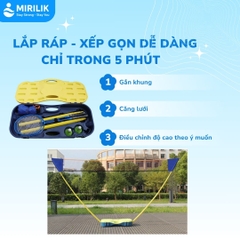 Lưới Cầu Lông Gấp Gọn Có Trụ - Phụ Kiện Cầu Lông 3in1 Chính Hãng Giá Rẻ Dùng Cho Gia Đình Mirilik