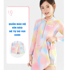 Đầm bơi WISH tay dài 2 lớp cho bé gái size đại từ 15 - 45Kg hiệu Yuke Mirilik