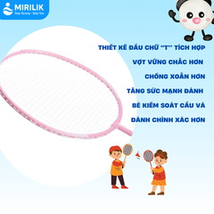 Vợt cầu lông cán thép cho bé trai bé gái 4-7 tuổi BR 100 Perfly Hồng MIRILIK