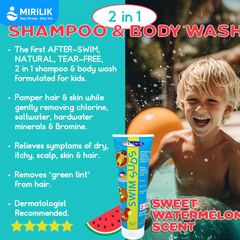 Dầu gội sữa tắm khử CLO 2 in 1 cho trẻ em bé trai bé gái hiệu TRISWIM Mỹ khử Clo muối biển hóa chất 2 trong 1 Mirilik