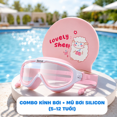 Combo Kính bơi Trẻ Em Form Lớn YouYou - Kính + Nón LoveSheep