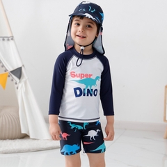 Bộ đồ bơi bé trai AGL001 kèm nón che nắng từ 13-40 kg áo bơi tay dài quần bơi ngắn MIRILIK