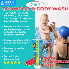 Dầu gội sữa tắm khử CLO 2 in 1 cho trẻ em bé trai bé gái hiệu TRISWIM Mỹ khử Clo muối biển hóa chất 2 trong 1 Mirilik