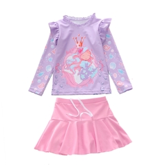 Váy áo bơi bé gái tay dài quần bơi dài bé gái từ 15 - 35kg hình nàng tiên cá 2 lớp đi bơi MIRILIK