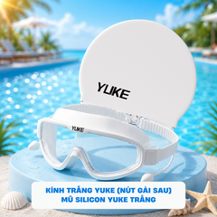 Combo Kính Yuke Lớn - YUKE Trắng Lớn Nón Trắng (Nút Gài sau)