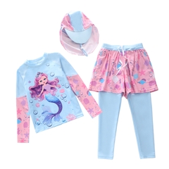 Sét bộ áo bơi tay dài quần bơi dài bé gái từ 15 - 35kg hình nàng tiên cá 2 lớp đi bơi YURIPROMAX