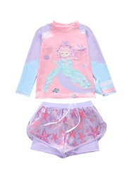 Váy áo bơi bé gái tay dài quần bơi dài bé gái từ 15 - 35kg hình nàng tiên cá 2 lớp đi bơi MIRILIK