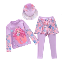 Sét bộ áo bơi tay dài quần bơi dài bé gái từ 15 - 35kg hình nàng tiên cá 2 lớp đi bơi MIRILIK HOUSE