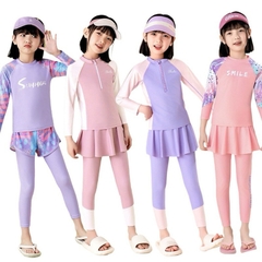 Đồ bơi bé gái size đại 5 - 16 tuổi áo bơi tay dài quần bơi dài chống nắng chống tia UV YUKE Mirilik