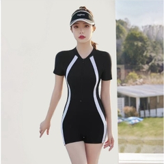 Váy bơi nữ tay dài Bikini liền thân cao cấp chống nắng Đầm bơi màu đen kín đáo YouYou - Yuri Sports