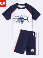 Bộ Đồ bơi bé trai Size đại từ 11 - 45 Kg áo bơi tay ngắn quần ngắn thoáng mát chống nắng cá Mirilik