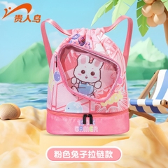 Túi đi bơi đựng đồ bơi có ngăn đựng đồ ướt đồ khô cho bé gái hiệu YouYou màu hồng tím Yuripromax