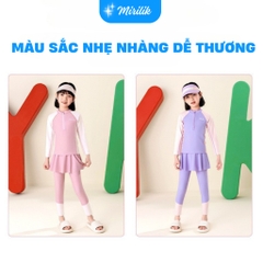 Đầm bơi tay dài kèm váy bơi có quần dài bên trong cho bé gái size đại từ 15 - 45Kg hiệu Yuke Mirilik