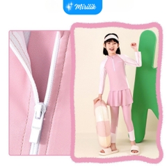 Đầm bơi tay dài kèm váy bơi có quần dài bên trong cho bé gái size đại từ 15 - 45Kg hiệu Yuke Mirilik