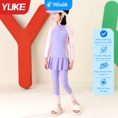 Đầm bơi tay dài kèm váy bơi có quần dài bên trong cho bé gái size đại từ 15 - 45Kg hiệu Yuke Mirilik