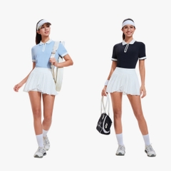 Áo thể thao cổ polo nữ kèm chân váy xếp ly SOLEYA MIRILIK tập gym yoga, chạy bộ, cầu lông pickleball