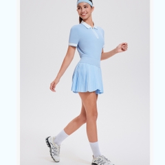 Áo thể thao cổ polo nữ kèm chân váy xếp ly SOLEYA MIRILIK tập gym yoga, chạy bộ, cầu lông pickleball