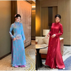 Áo Dài Nữ LIÊN THƯ Lụa Gấm Cao Cấp Kèm Quần, Dáng Ôm Thanh Lịch Đi Tiệc Đi Tết Chụp Ảnh Mirilik