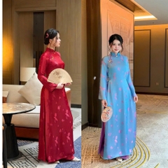 Áo Dài Nữ LIÊN THƯ Lụa Gấm Cao Cấp Kèm Quần, Dáng Ôm Thanh Lịch Đi Tiệc Đi Tết Chụp Ảnh Mirilik