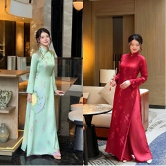 Áo Dài Nữ LIÊN THƯ Lụa Gấm Cao Cấp Kèm Quần, Dáng Ôm Thanh Lịch Đi Tiệc Đi Tết Chụp Ảnh Mirilik