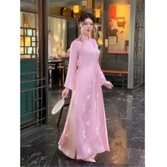 Áo Dài Nữ LIÊN THƯ Lụa Gấm Cao Cấp Kèm Quần, Dáng Ôm Thanh Lịch Đi Tiệc Đi Tết Chụp Ảnh Mirilik