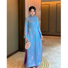 Áo Dài Nữ LIÊN THƯ Lụa Gấm Cao Cấp Kèm Quần, Dáng Ôm Thanh Lịch Đi Tiệc Đi Tết Chụp Ảnh Mirilik