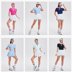 Áo thể thao cổ polo nữ kèm chân váy xếp ly SOLEYA MIRILIK tập gym yoga, chạy bộ, cầu lông pickleball