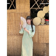 Áo dài Tết 2026 áo dài cách tân dáng suông vải gấm lụa thanh trúc đính kết thủ công cao cấp MIRILIK