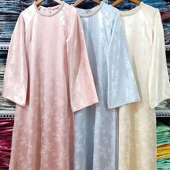 Áo dài Tết 2026 áo dài cách tân dáng suông vải gấm lụa thanh trúc đính kết thủ công cao cấp MIRILIK