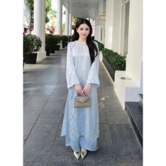 Áo dài Tết 2026 áo dài cách tân dáng suông vải gấm lụa thanh trúc đính kết thủ công cao cấp MIRILIK