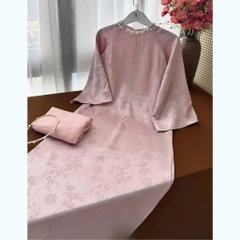 Áo dài Tết 2026 áo dài cách tân dáng suông vải gấm lụa thanh trúc đính kết thủ công cao cấp MIRILIK