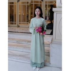 Áo dài Tết 2026 áo dài cách tân dáng suông vải gấm lụa thanh trúc đính kết thủ công cao cấp MIRILIK