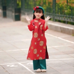 Áo Dài Tết 2026 Cho Bé Áo Dài Bé Trai Bé Gái Màu Đỏ Bé Du Xuân Chụp Ảnh Tết Mirilik House