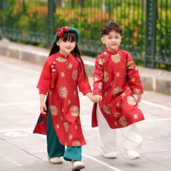Áo Dài Tết 2026 Cho Bé Áo Dài Bé Trai Bé Gái Màu Đỏ Bé Du Xuân Chụp Ảnh Tết Mirilik House