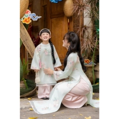 Áo Dài Yên Hoa Mẹ và Bé Áo Dài Gia Đình Cao Cấp Thêu Hoa Nổi Áo Dài Mẹ Bé Diện Tết Chụp Ảnh Yuriprom