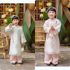 Áo Dài Yên Hoa Mẹ và Bé Áo Dài Gia Đình Cao Cấp Thêu Hoa Nổi Áo Dài Mẹ Bé Diện Tết Chụp Ảnh Yuriprom