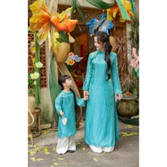 Áo Dài VÂN THƯ Mẹ Và Bé Áo Dài Gấm Lụa Cao Cấp Set Gia Đình Truyền Thống Mặc Tết Chụp Ảnh Yuripromax