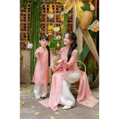Áo Dài VÂN THƯ Mẹ Và Bé Áo Dài Gấm Lụa Cao Cấp Set Gia Đình Truyền Thống Mặc Tết Chụp Ảnh Yuripromax