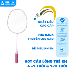 Vợt cầu lông cán thép cho bé trai bé gái 4-7 tuổi BR 100 Perfly Hồng MIRILIK