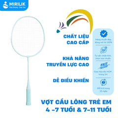 Vợt cầu lông cán thép cho bé trai bé gái 4-7 tuổi BR 100 Perfly Xanh Ngọc MIRILIK