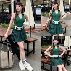 Set Váy Pickleball Tennis Bra Mút Đúc Tập Thể Thao Nữ Chất Thun Lạnh Hàng Quảng Châu Cao Cấp Mirilik