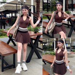 Set Váy Pickleball Tennis Bra Mút Đúc Tập Thể Thao Nữ Chất Thun Lạnh Hàng Quảng Châu Cao Cấp Mirilik